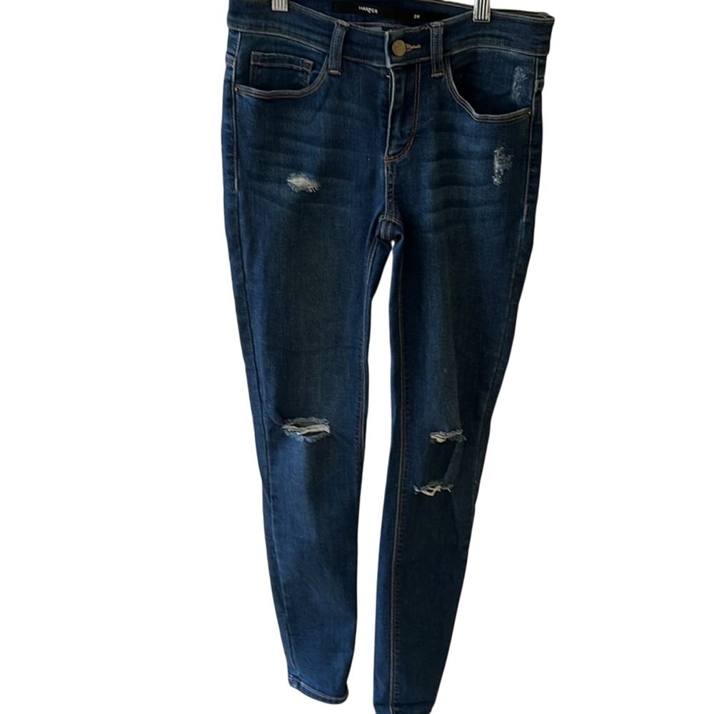 Harper Women's Dark Wash Skinny Jeans Size 26 Some Distressing